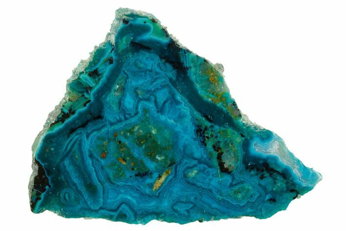 Polished Banded Chrysocolla Slice - Bagdad Mine, Arizona #378924